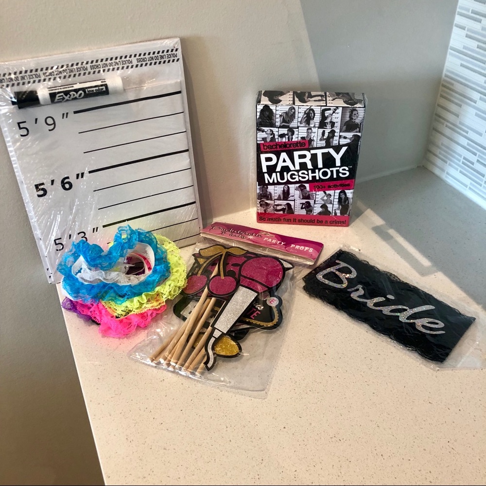 Bachelorette party kit, with garters, sash, games!